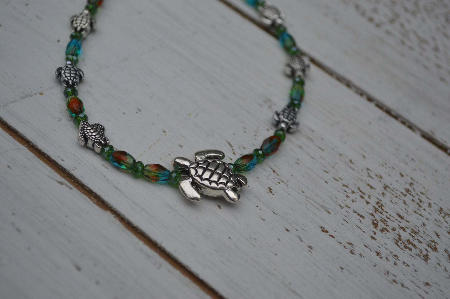 Czech Glass with Sea Turtle Bracelet