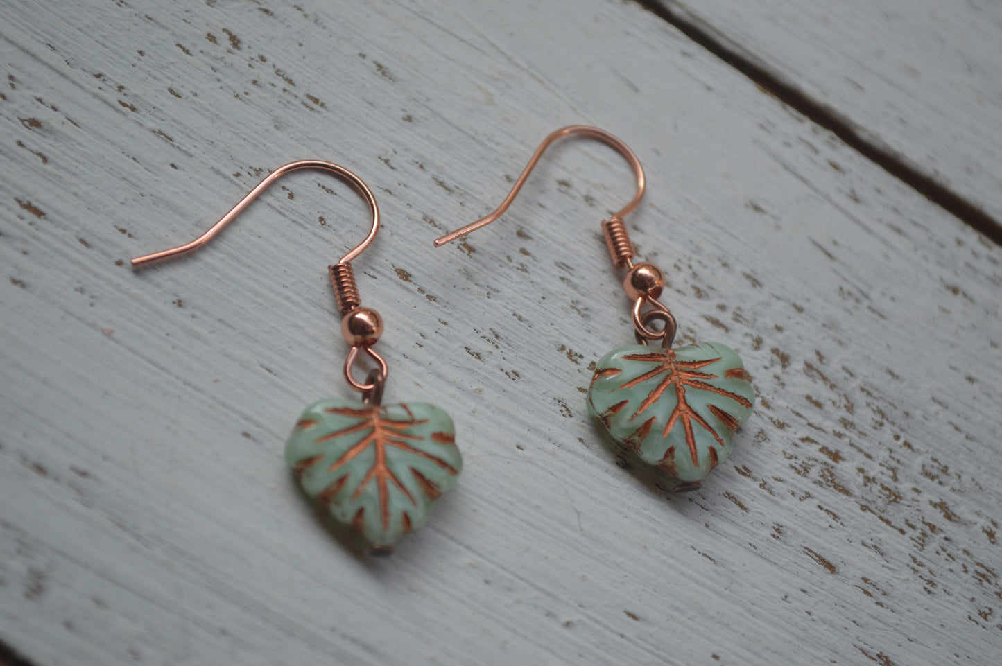 Czech Glass Leaf Earrings