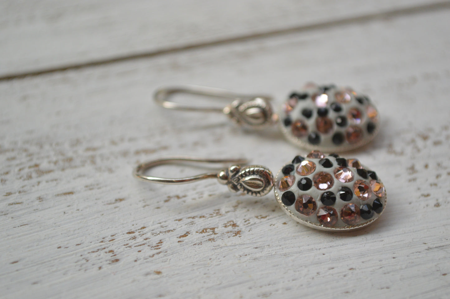 Pink and Black Swarovski Earrings