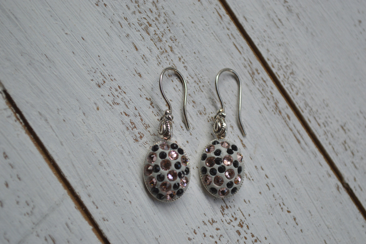 Pink and Black Swarovski Earrings