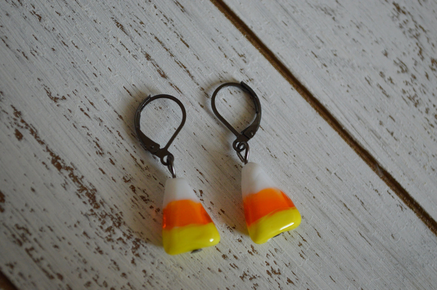 Glass Candy Corn Earrings