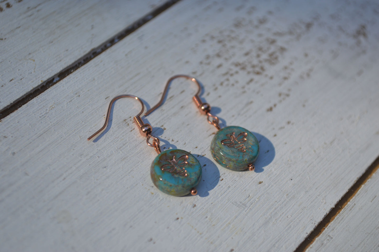 Czech Glass Bee Earrings