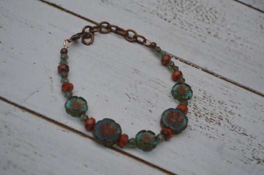 Czech Glass Flower Bracelet