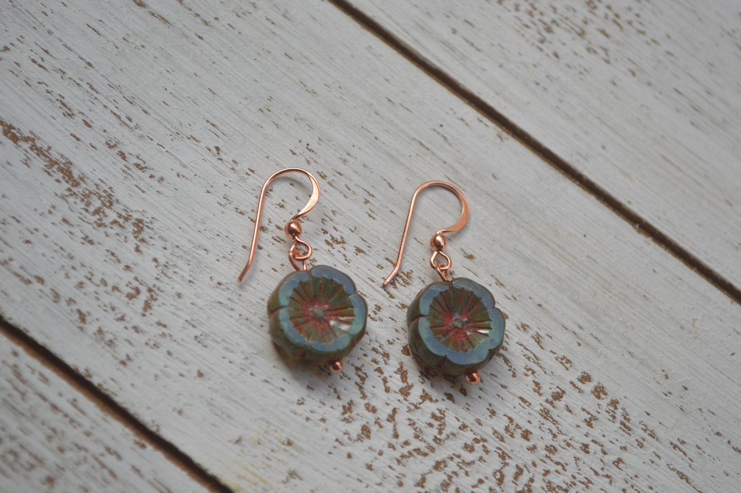 Czech Glass Flower Earrings