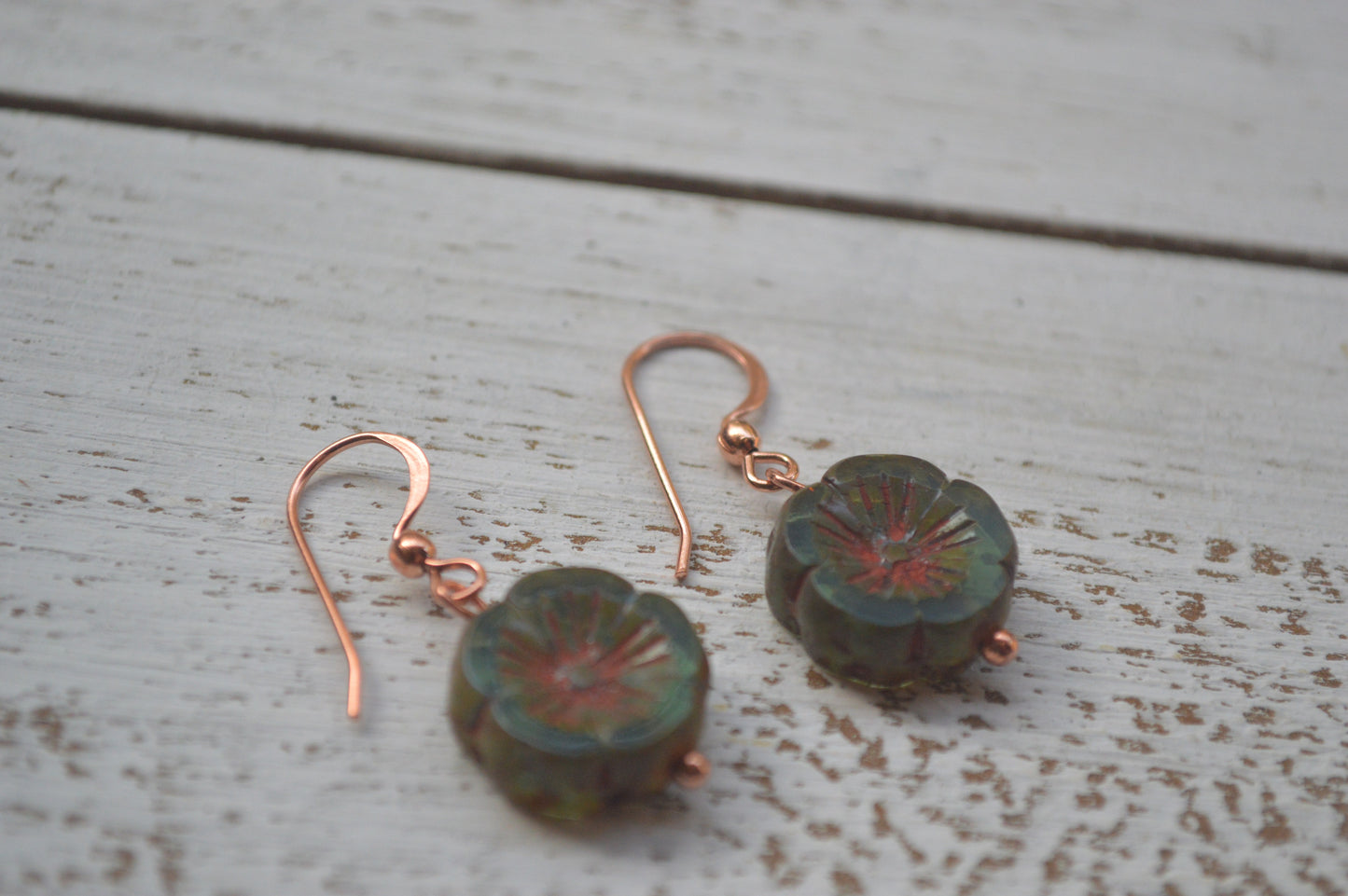 Czech Glass Flower Earrings