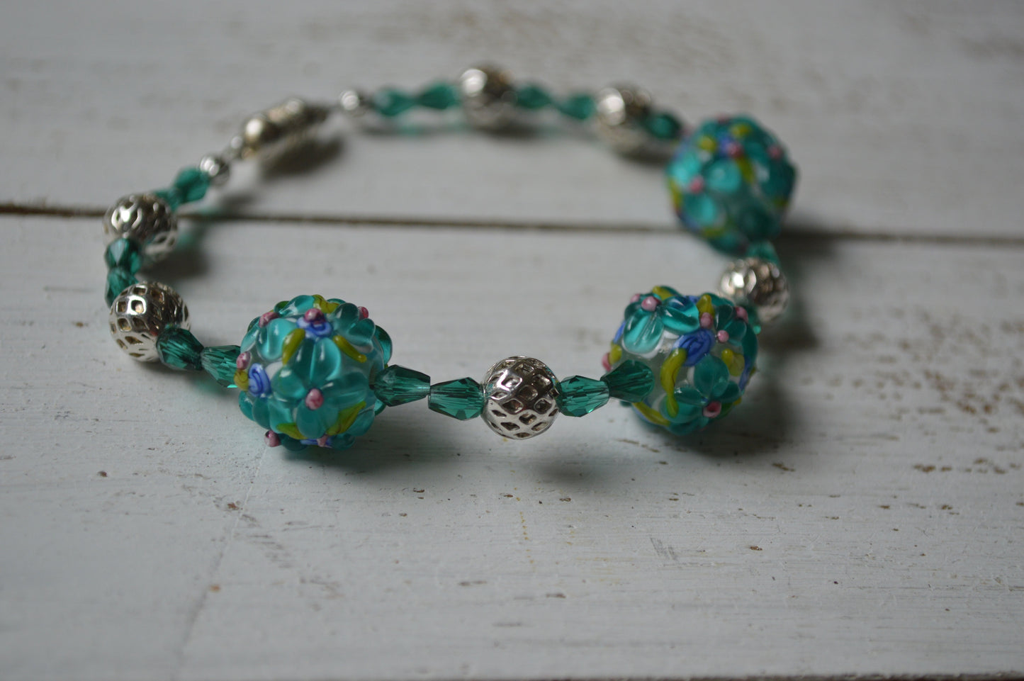 Artisan Glass Flower Bracelets