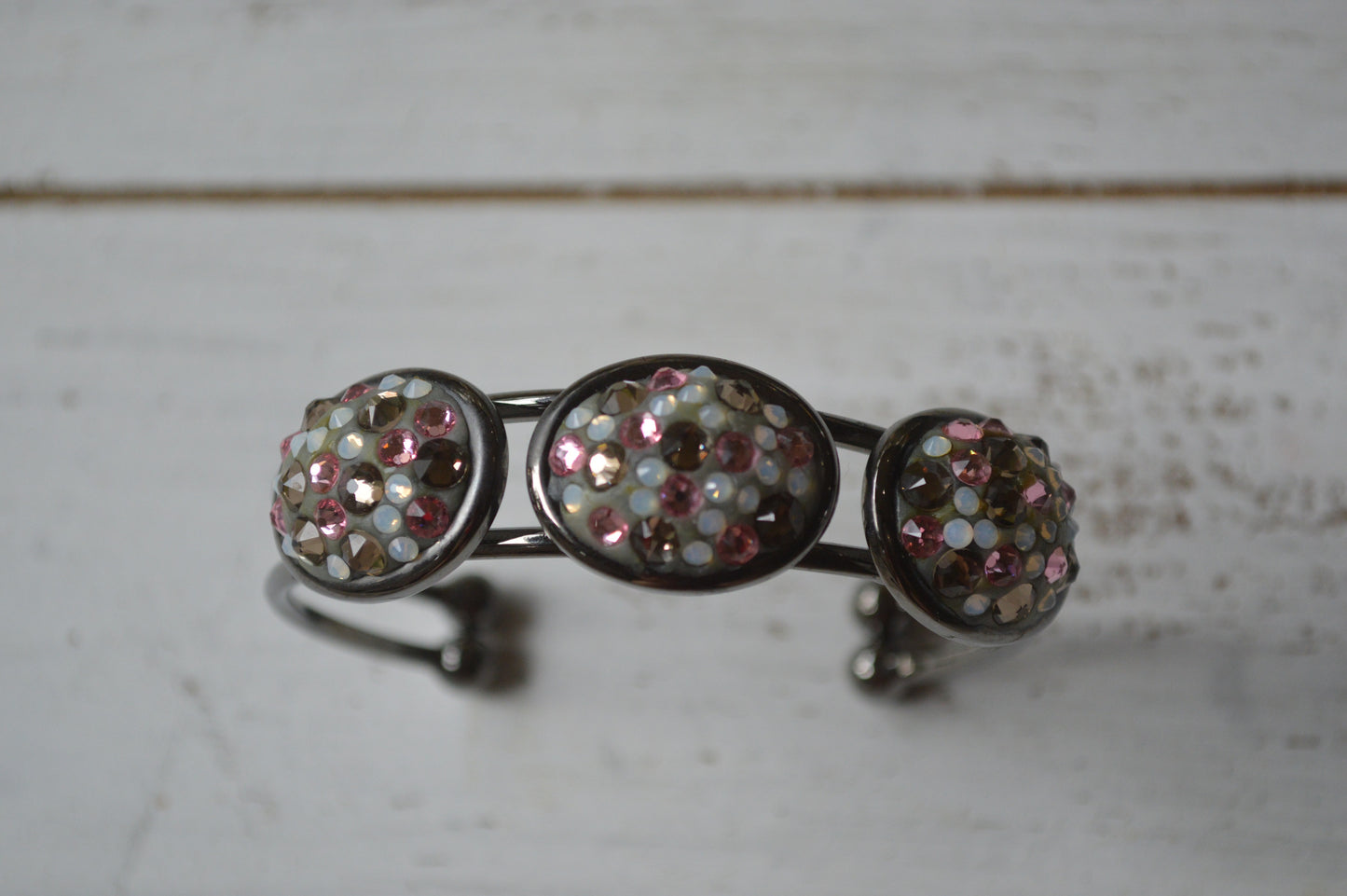 Pink, Black and Grey Swarovski 3 Focal Bracelet